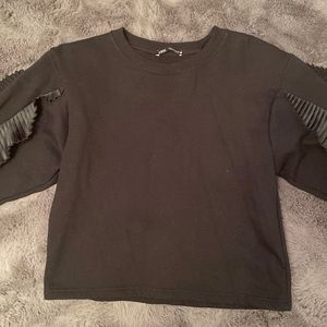 ZARA Black Ruffled Sleeve Sweater